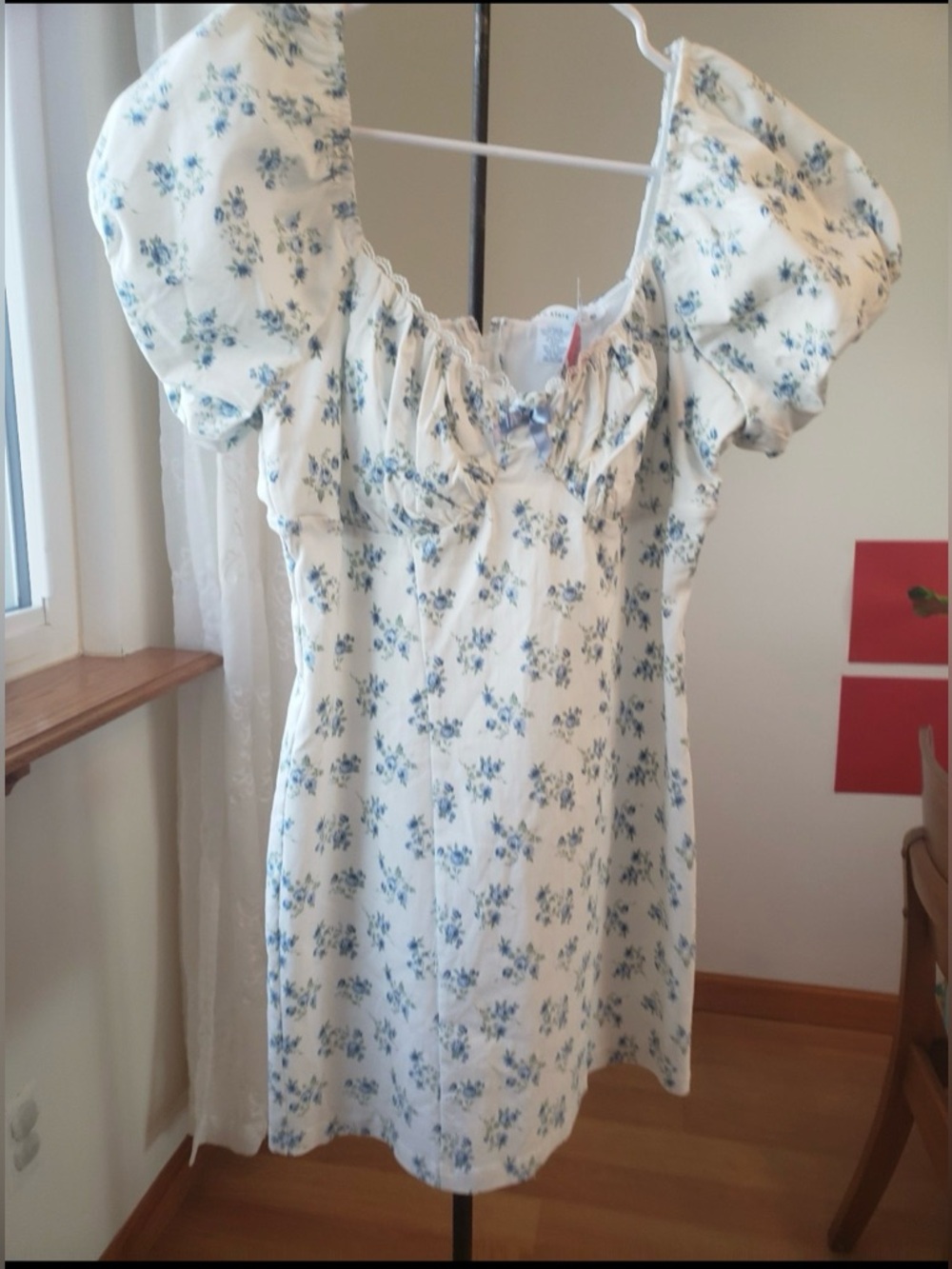 NWT Altar'd State Mini Dress, White with Blue Flowers